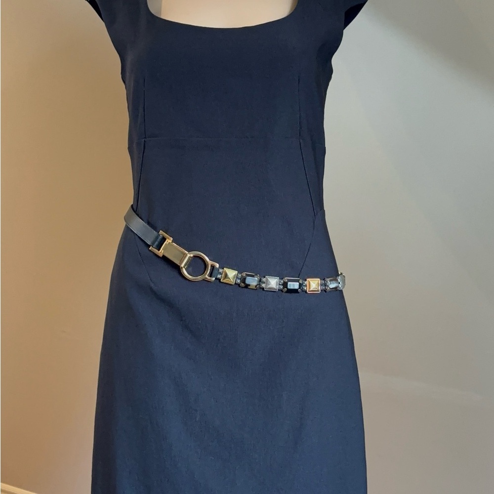 SUZI ROHER Designer Mixed Metal & Marbled Resin Statement Belt